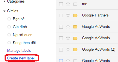 cách tạo label trong email google