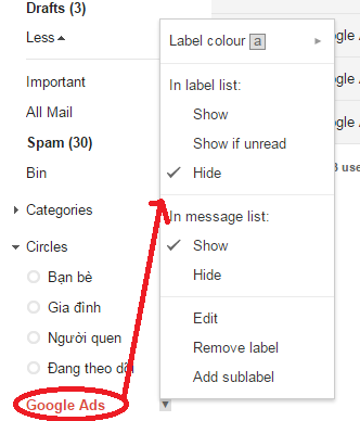 cách tạo label trong email google