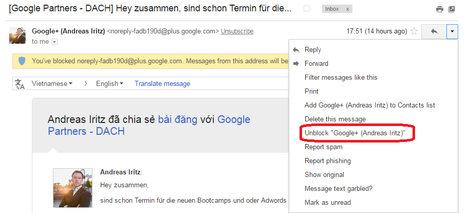 unblock email google