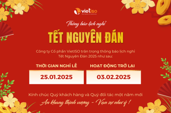 VietISO thông báo lịch nghỉ Tết Nguyên Đán 2025