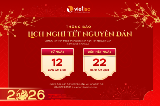 VietISO thông báo Lịch nghỉ Tết Nguyên đán 2026
