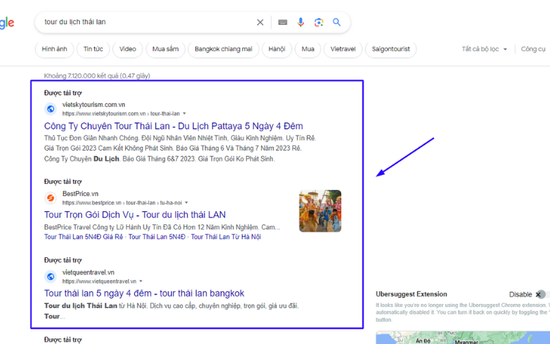 Vị trí hiển thị của Search Ads
