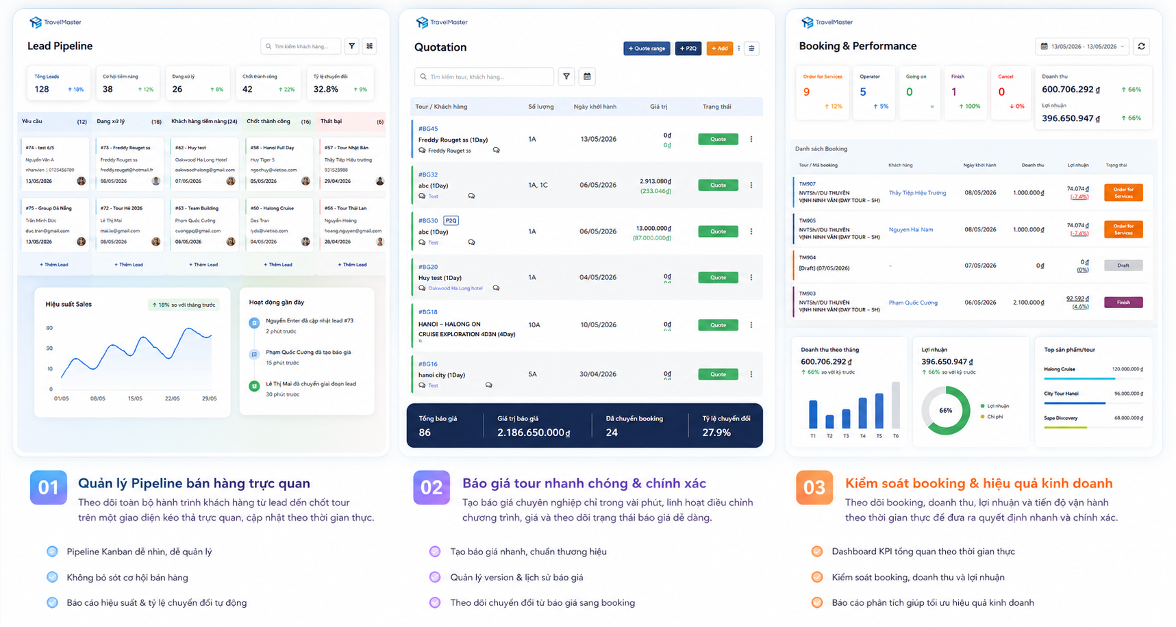 Bán hàng: Tạo booking, Báo giá