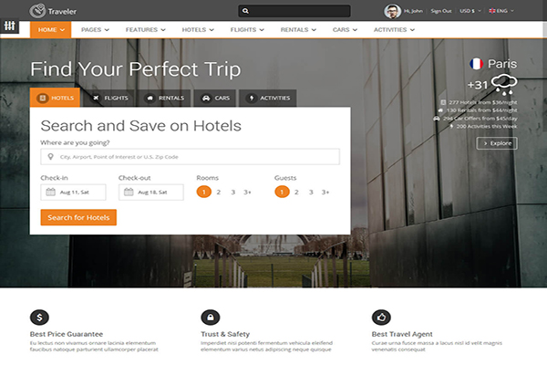 Traveler mau-website-du-lich-dep-traveler