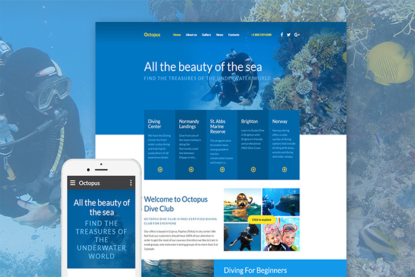 Mau xanh bien trong thiet ke website du lich