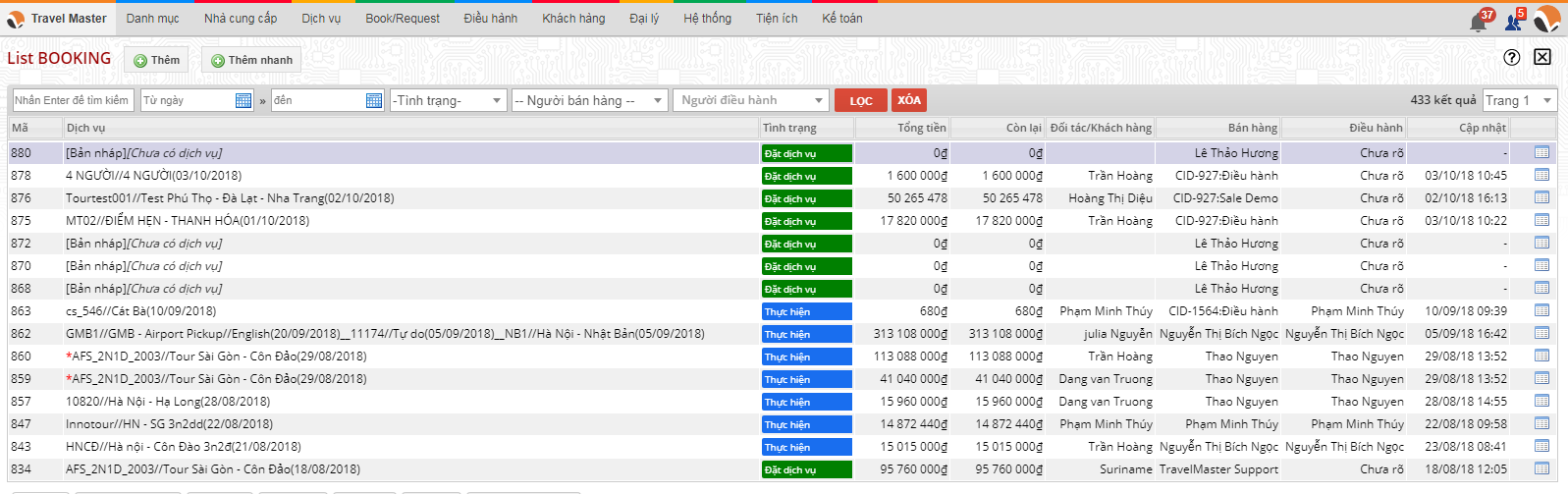Giao dien booking cua TravelMaster